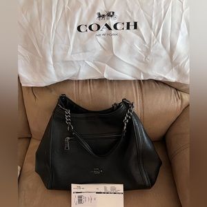 COACH LEATHER CHAIN KRISTY in BLACK PREOWNED